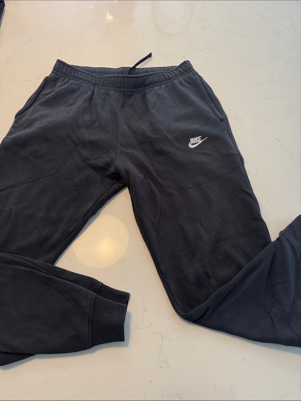 Nike men L Black Joggers with White Swoosh